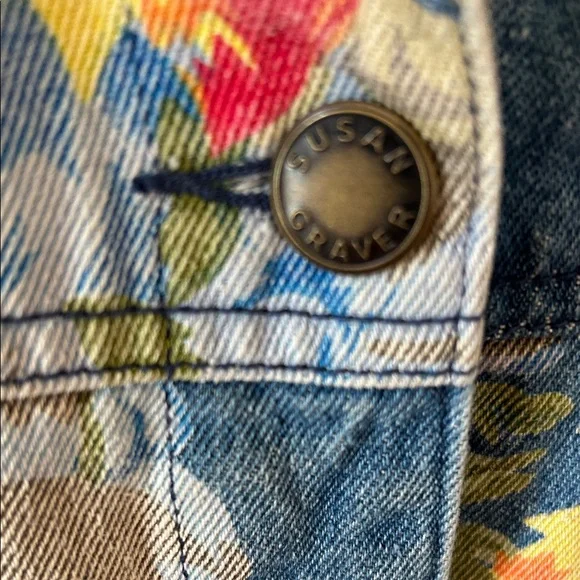 Susan Graver Floral Jean Jacket - Blue and Multicolor - Picture 3 of 8